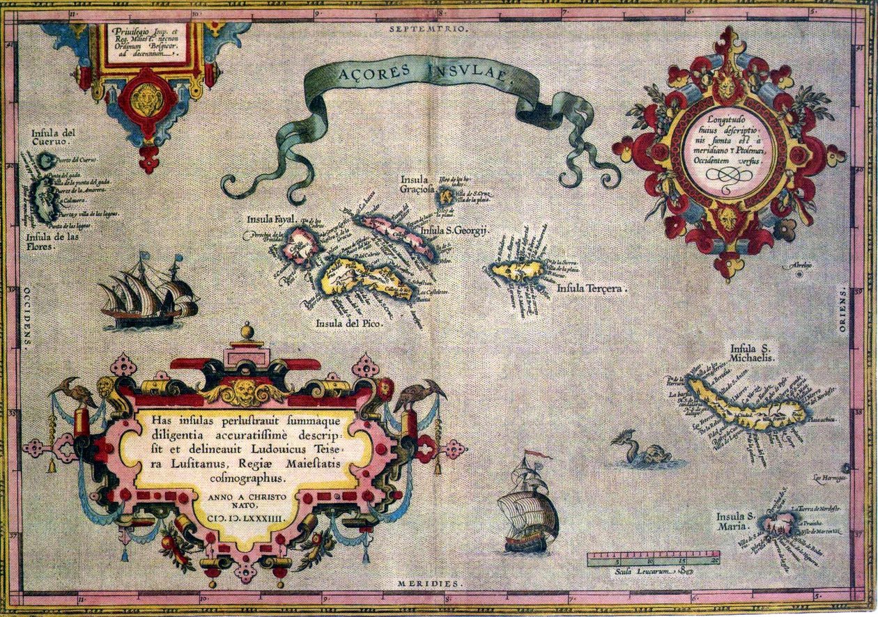 Azores mapa antiguo de Abraham Ortelius