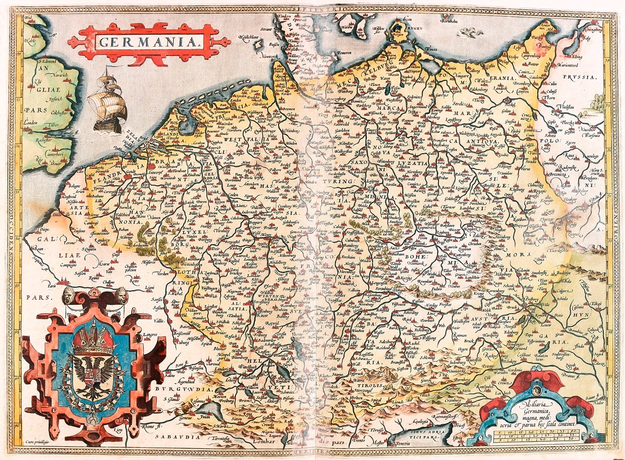 Germania Mapa geográfico del territorio de Germania (Sacro Imperio Germánico) del “Theatrum Orbis Terrarum” por Abraham Ortelius (Oertel, Ortell o Ortel) de Abraham Ortelius