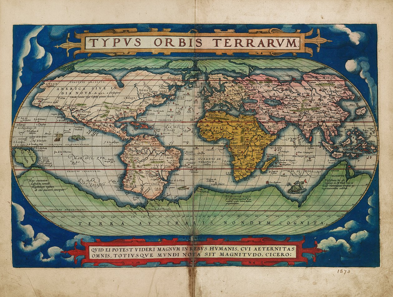 Imagen del globo del mundo de Abraham Ortelius