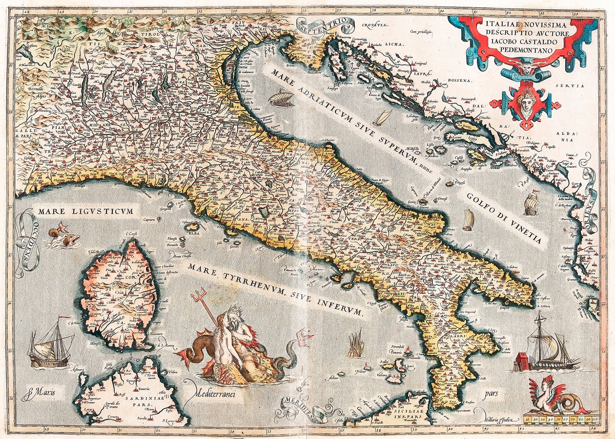 Italiae novissima descriptio auctore Iacobo Castaldo Pedemontano Mapa geográfico del territorio de Italia tomado de “Theatrum Orbis Terrarum” por Abraham Ortelius de Abraham Ortelius