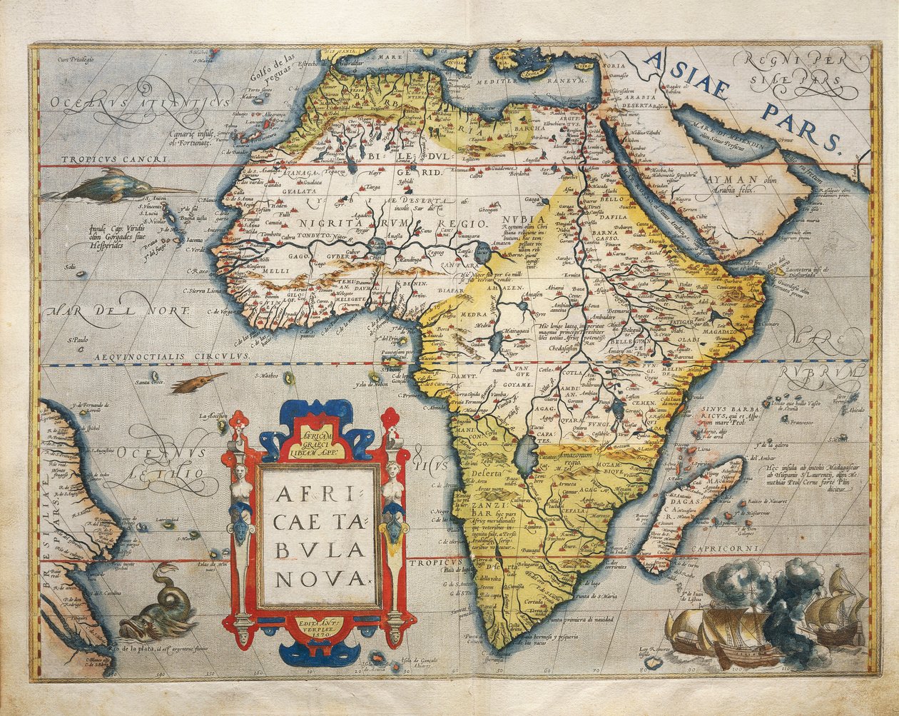 Mapa de África, del Theatrum Orbis Terrarum de Abraham Ortelius de Abraham Ortelius