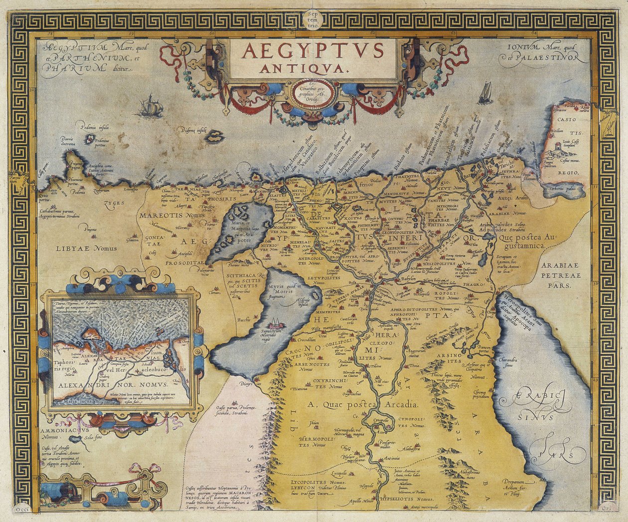 Mapa del Antiguo Egipto - por Abraham Ortelius, Amberes de Abraham Ortelius