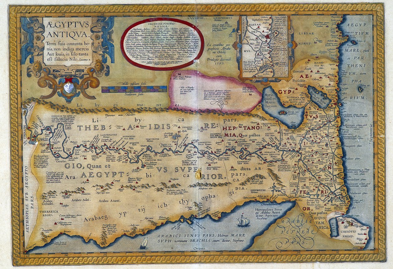 Mapa del Antiguo Egipto - por Abraham Ortelius, Amberes de Abraham Ortelius