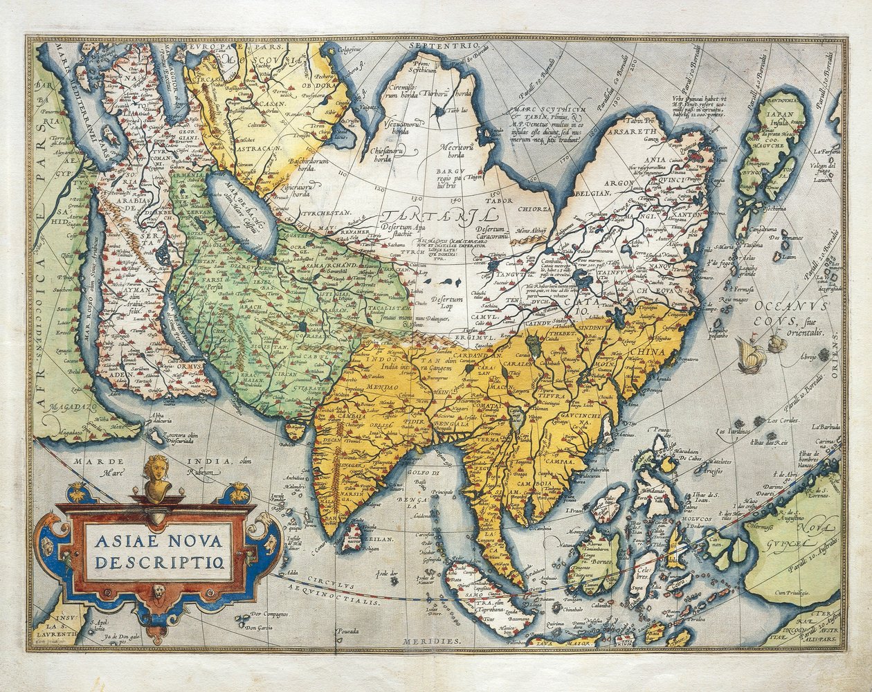 Mapa de Asia, de Theatrum Orbis Terrarum por Abraham Ortelius de Abraham Ortelius