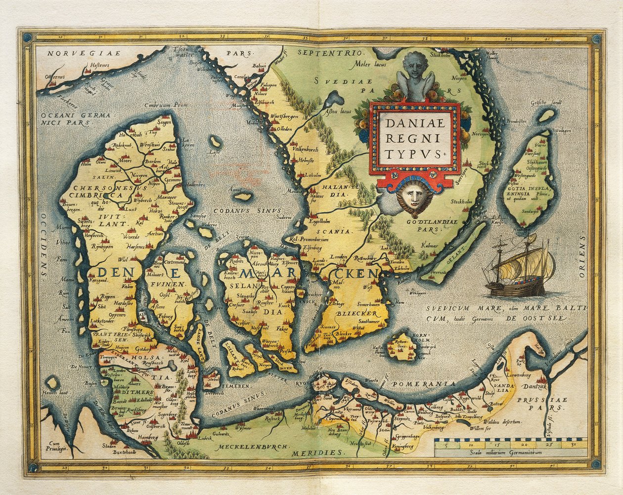 Mapa de Dinamarca de Abraham Ortelius