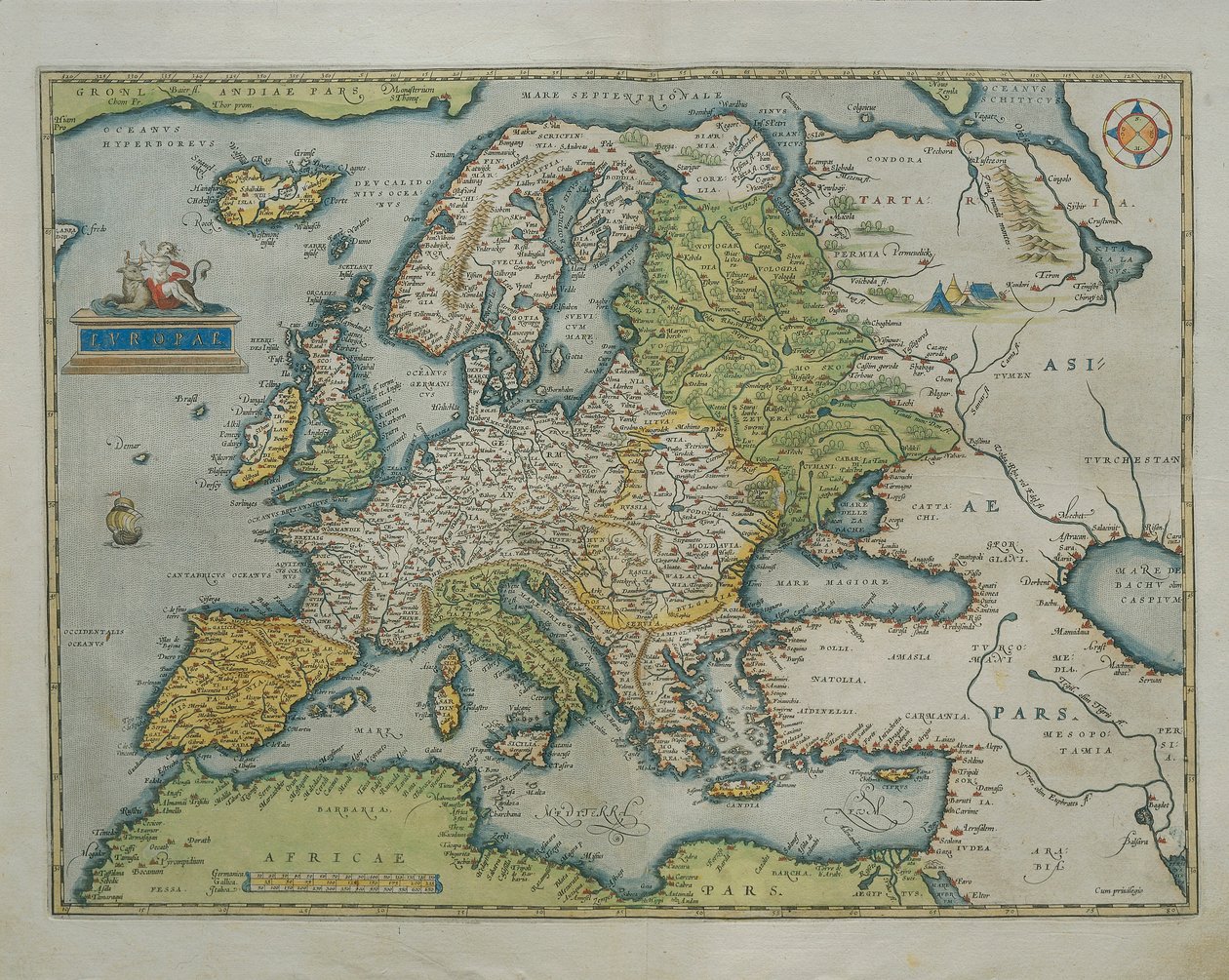 Mapa de Europa, del Theatrum Orbis Terrarum de Abraham Ortelius