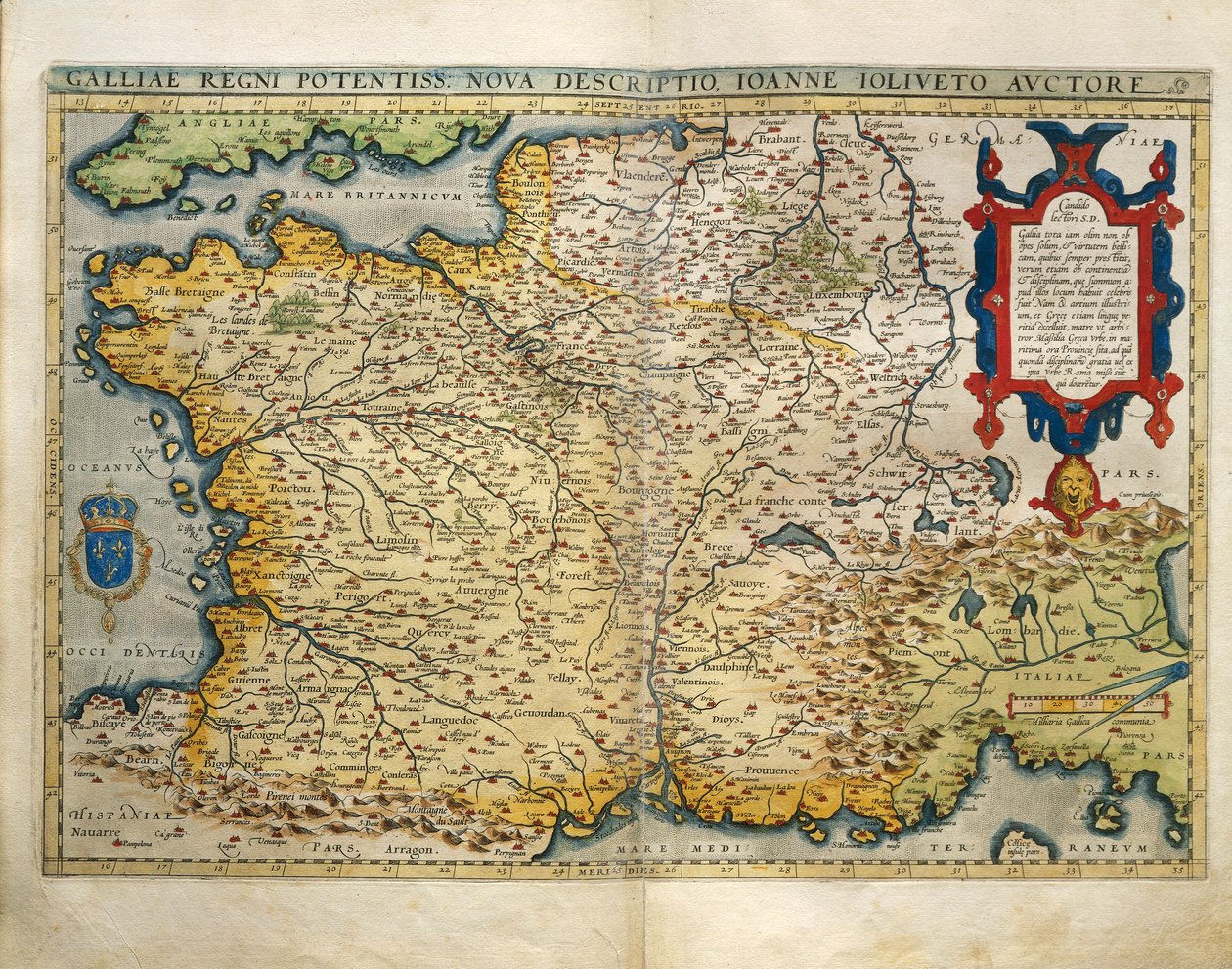 Mapa de Francia, del Theatrum Orbis Terrarum de Abraham Ortelius