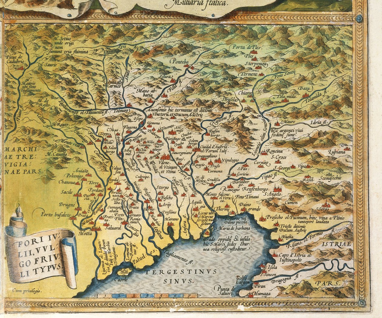Mapa de Friuli Venezia Giulia, del Theatrum Orbis Terrarum de Abraham Ortelius de Abraham Ortelius