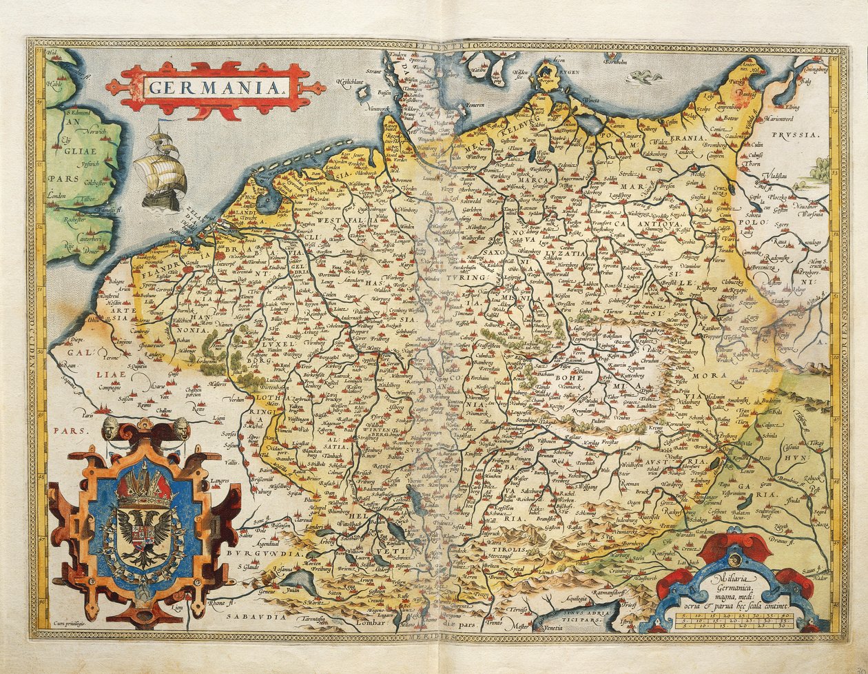 Mapa de Alemania, de Theatrum Orbis Terrarum de Abraham Ortelius