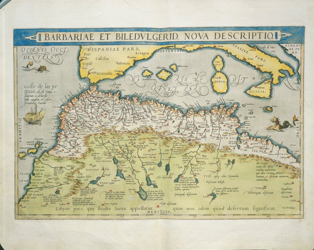 Mapa del norte de África, del Theatrum Orbis Terrarum por Abraham Ortelius de Abraham Ortelius