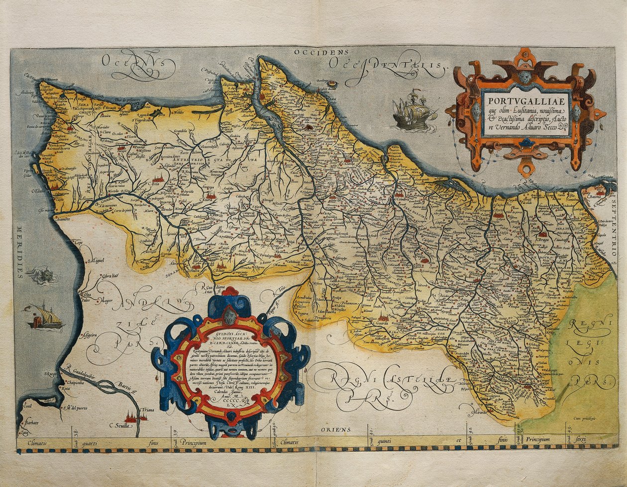 Mapa de Portugal, del Theatrum Orbis Terrarum de Abraham Ortelius de Abraham Ortelius