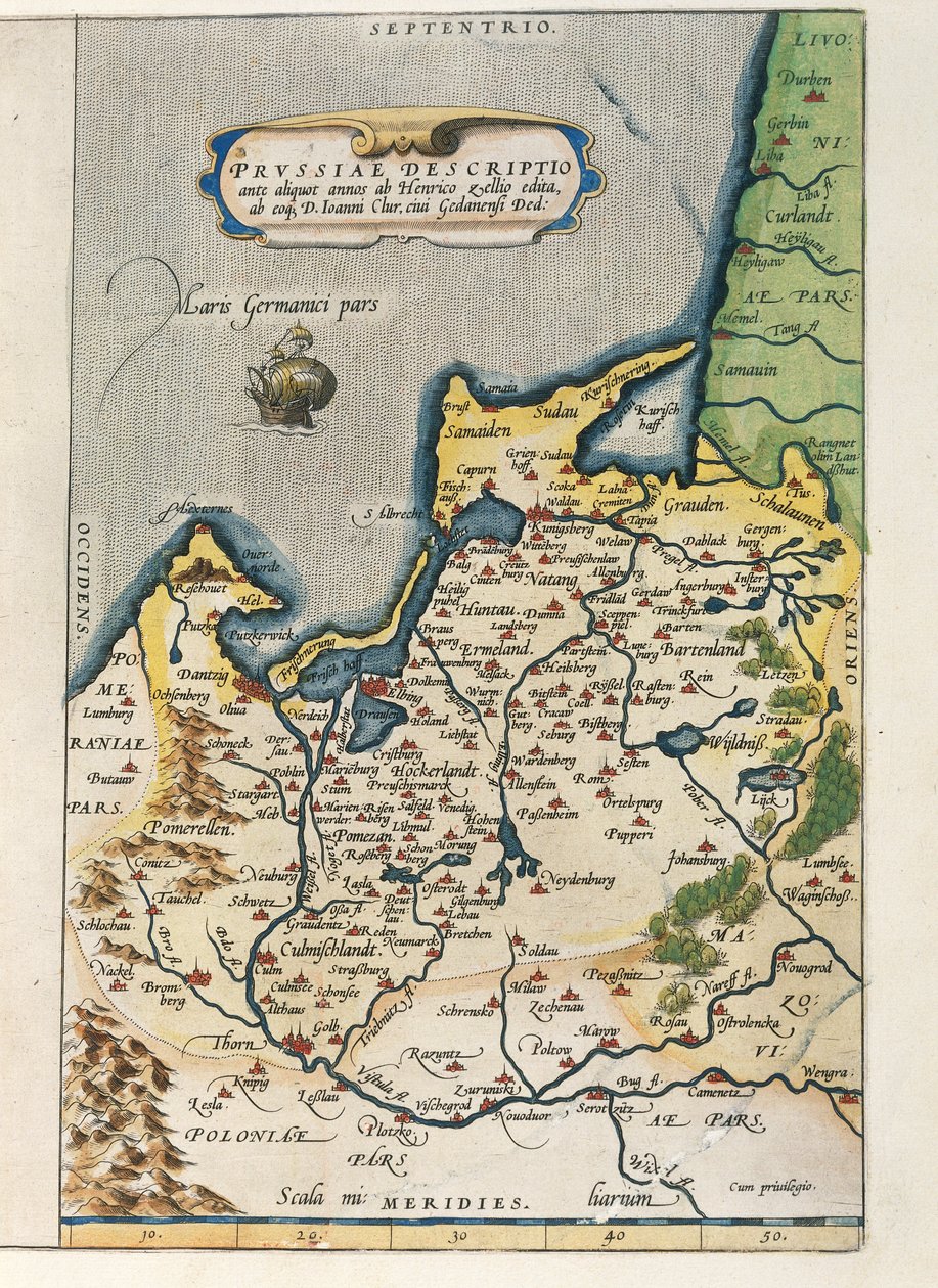 Mapa de Prusia, del Theatrum Orbis Terrarum de Abraham Ortelius de Abraham Ortelius