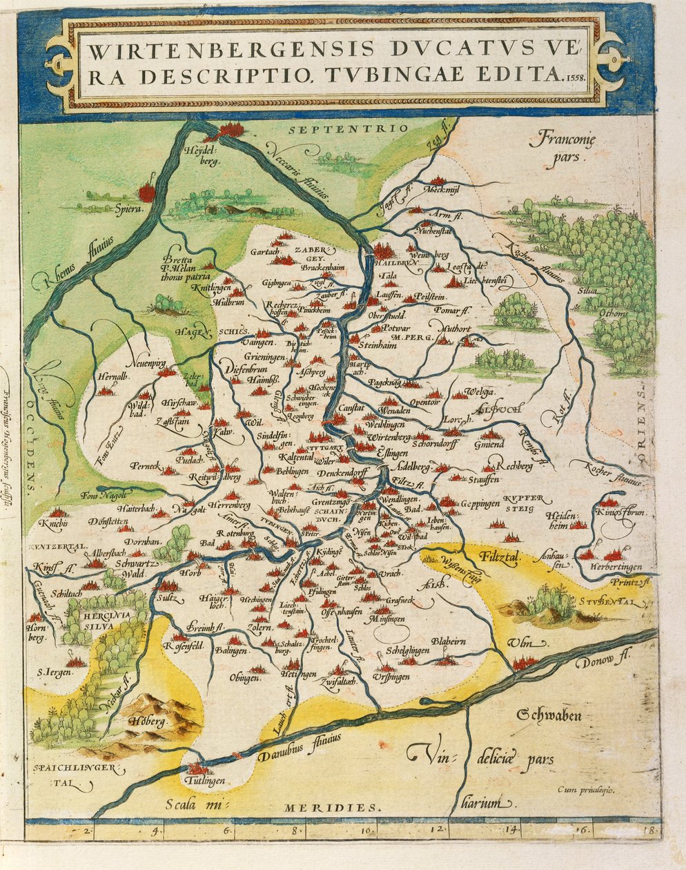 Mapa de Wurtemberg, de Theatrum Orbis Terrarum por Abraham Ortelius de Abraham Ortelius