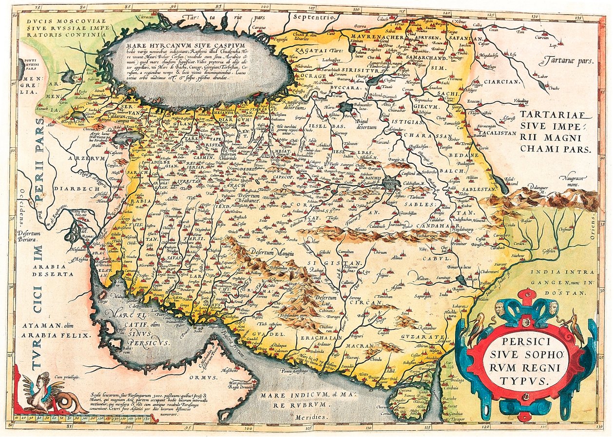Tipo del reino persa o de los sofistas. Mapa geográfico del territorio de la península arábiga de 