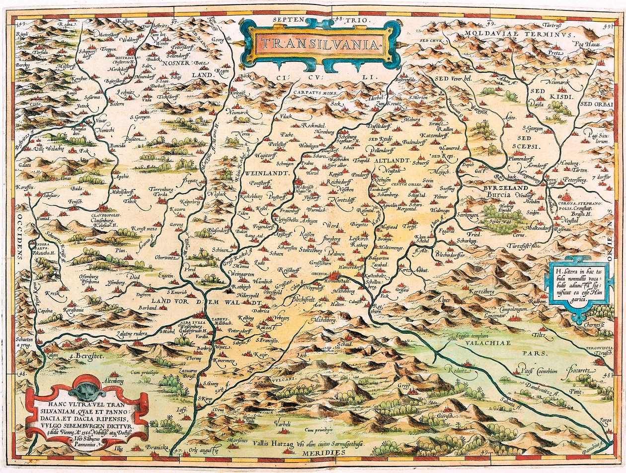 Transilvania Mapa geográfico del territorio de Transilvania de 