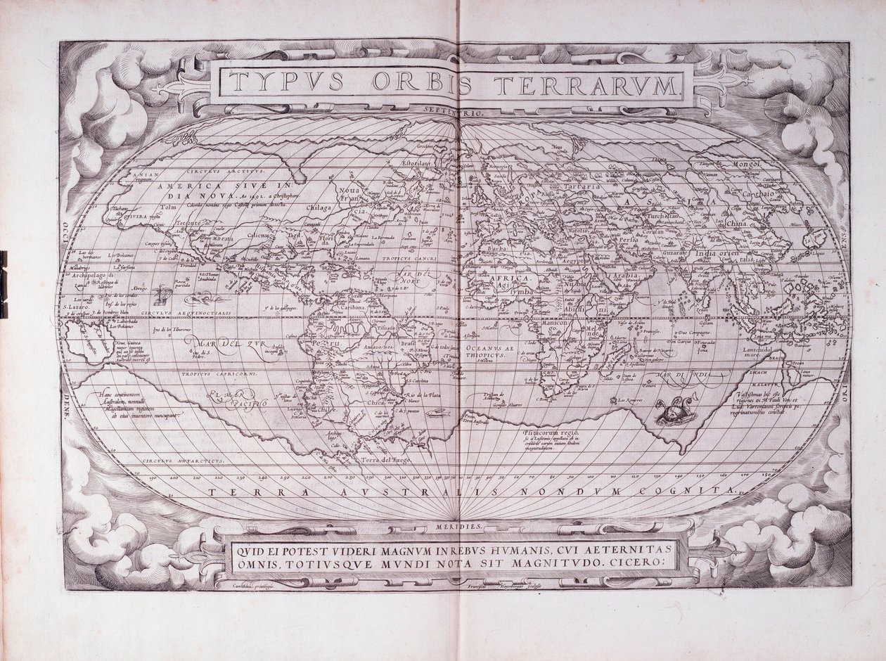 Typus Orbis Terrarum, portulano (grabado) de Abraham Ortelius