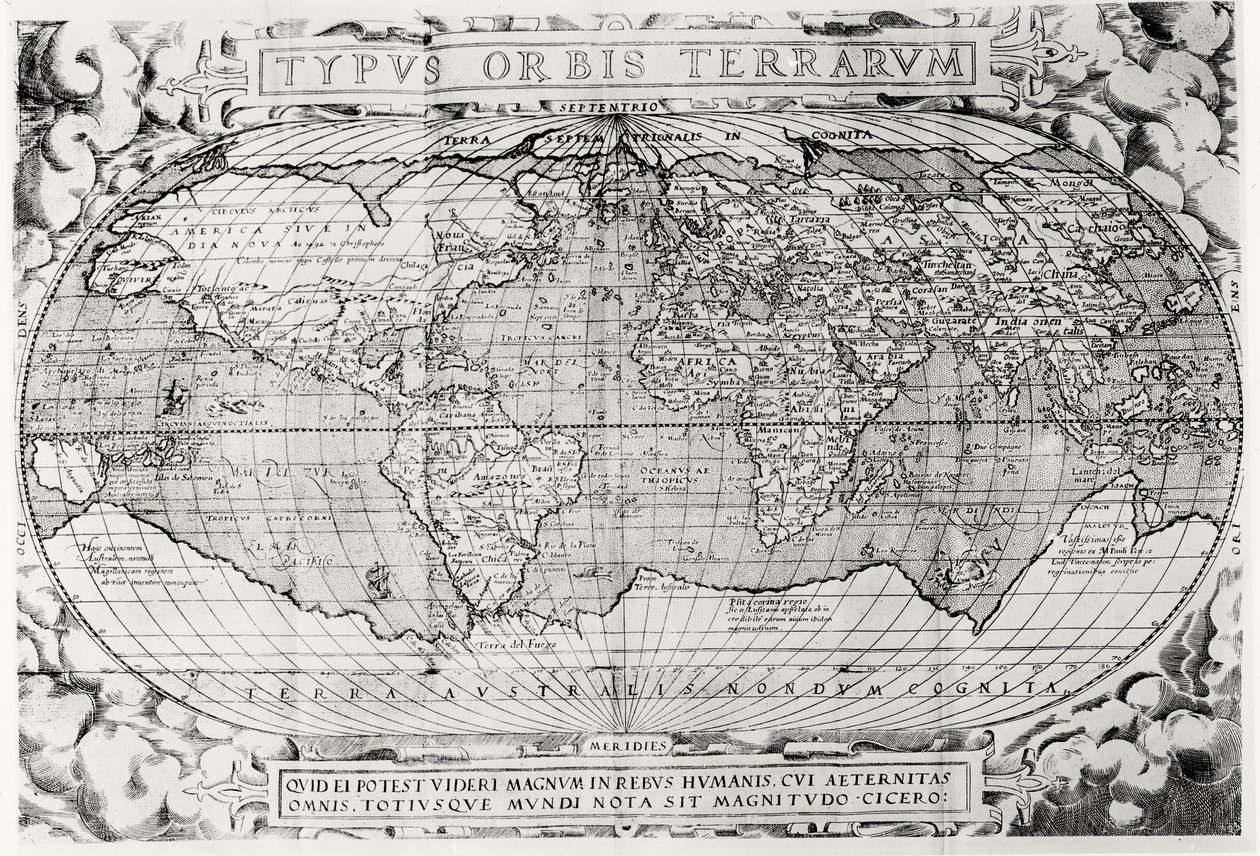 Typus Orbis Terrarum, mapa del mundo, 1577 de Abraham Ortelius