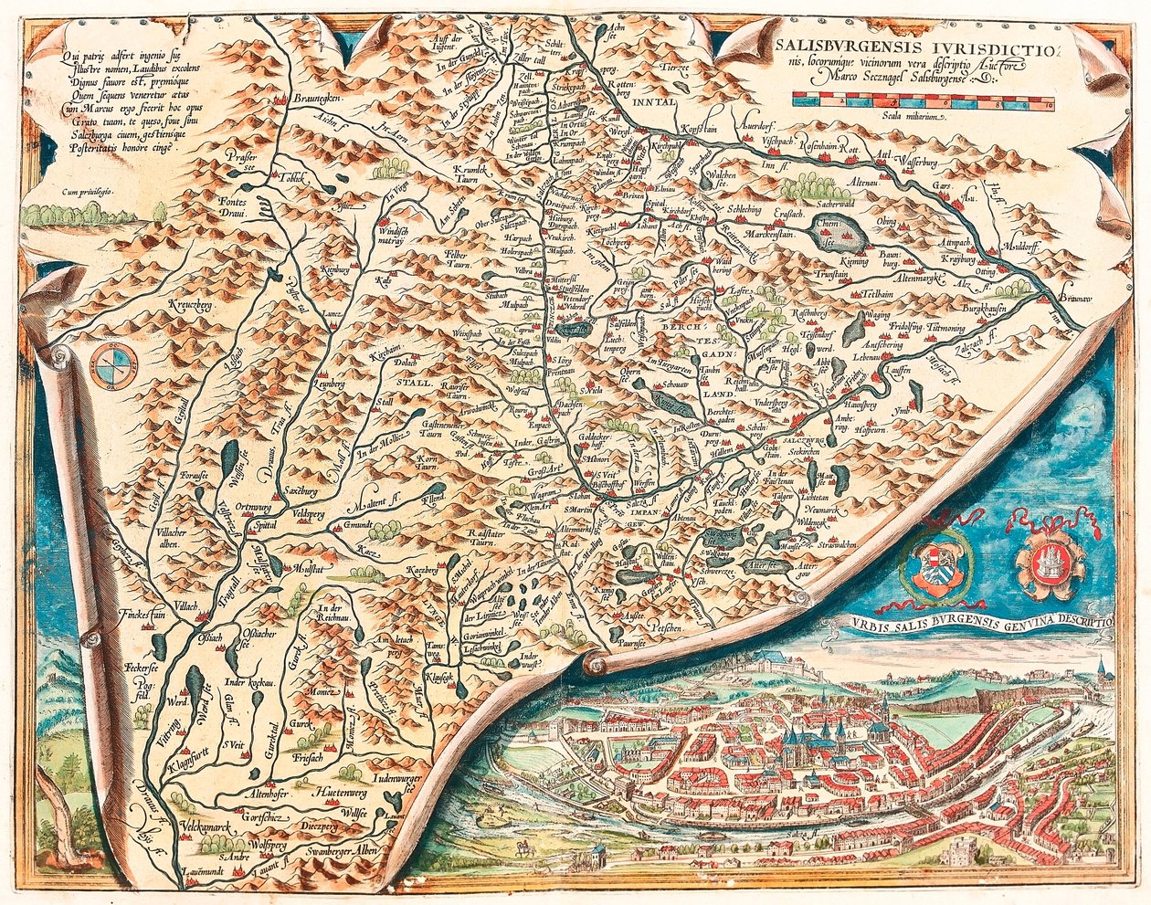 Urbis Salisburgensis genuina descriptio Mapa geográfico del territorio de Salzburgo en Austria de “Theatrum Orbis Terrarum” por Abraham Ortelius de Abraham Ortelius