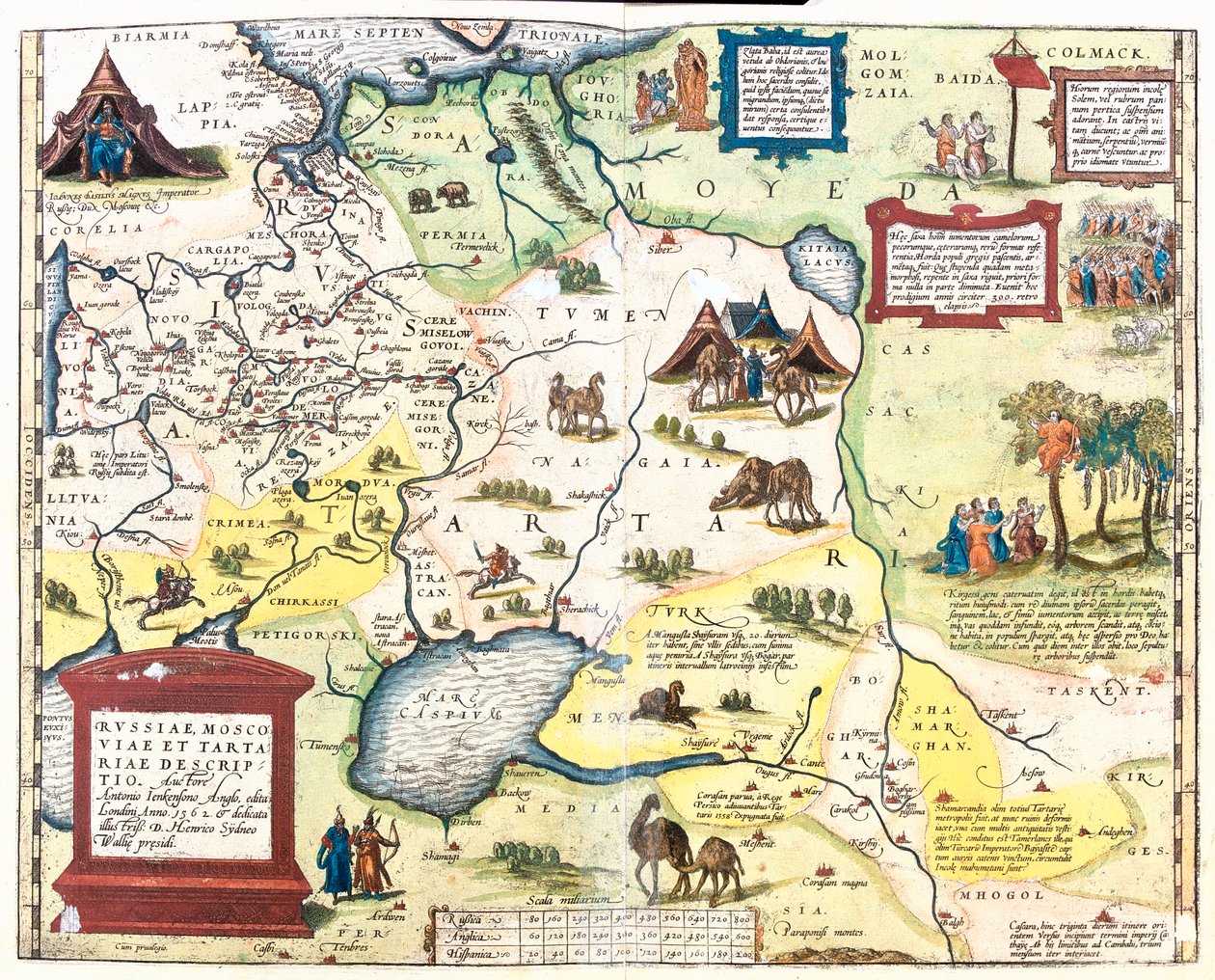 Oeste de Rusia, sureste de Turquía, Armenia, Azerbaiyán, norte de Irán, Turkmenistán, Uzbekistán, oeste de Kazajstán. de Abraham Ortelius