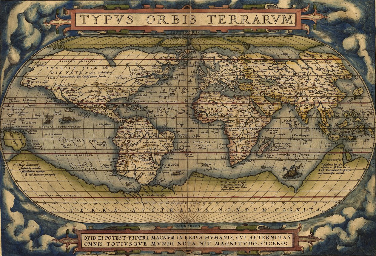 Mapa del Mundo Typvs Orbis Terrarvm de Abraham Ortelius