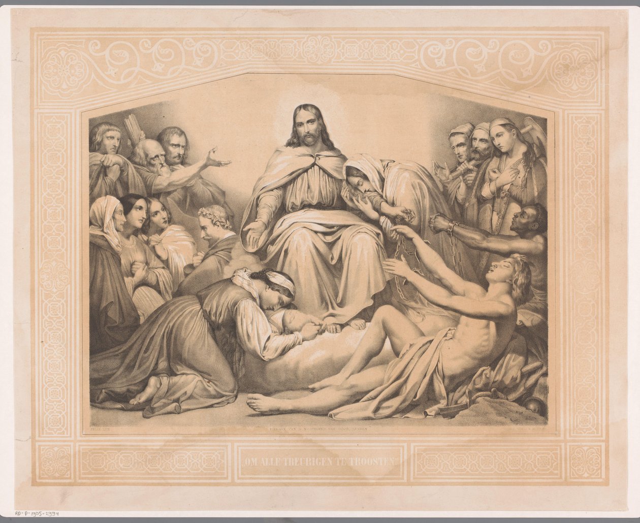 cristo consolador Para consolar a todos los que lloran (título sobre objeto) de Abraham Pieter Felix