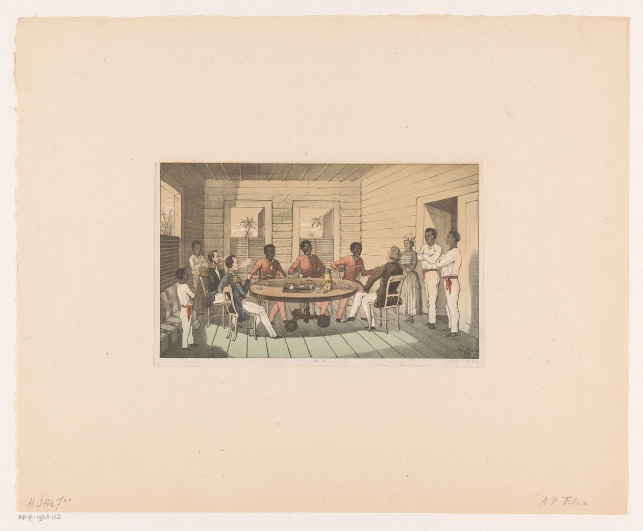 Surinameses y holandeses beben té de Abraham Pieter Felix