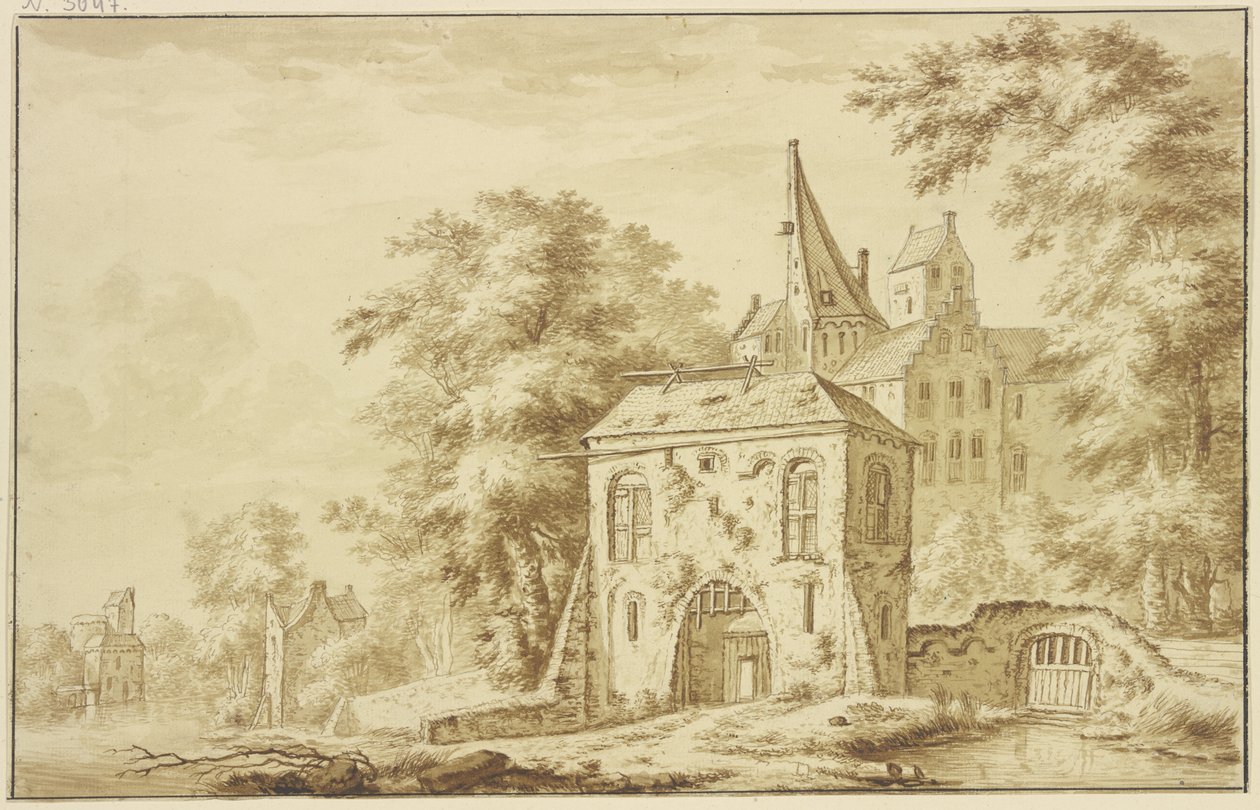 Puerta de la ciudad con rastrillo de Abraham Rademaker