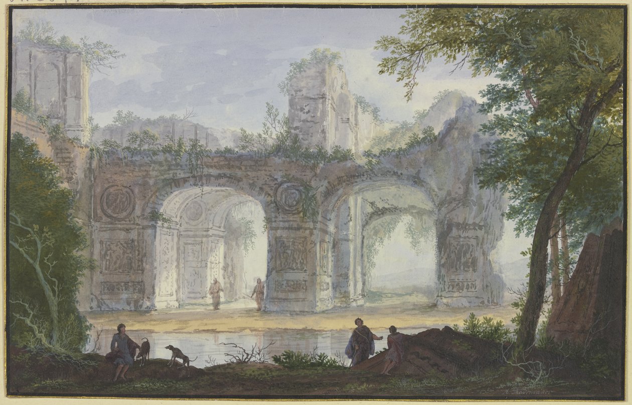 Paisaje con un arco antiguo de Abraham Rademaker