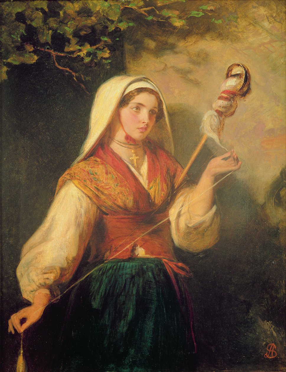 Joven mujer hilando lana de Abraham Solomon