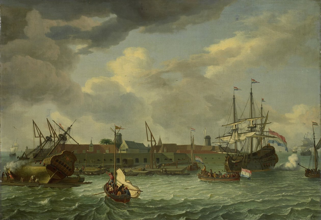 La isla de Onrust, cerca de Batavia (Yakarta) de Abraham Storck (manner of)