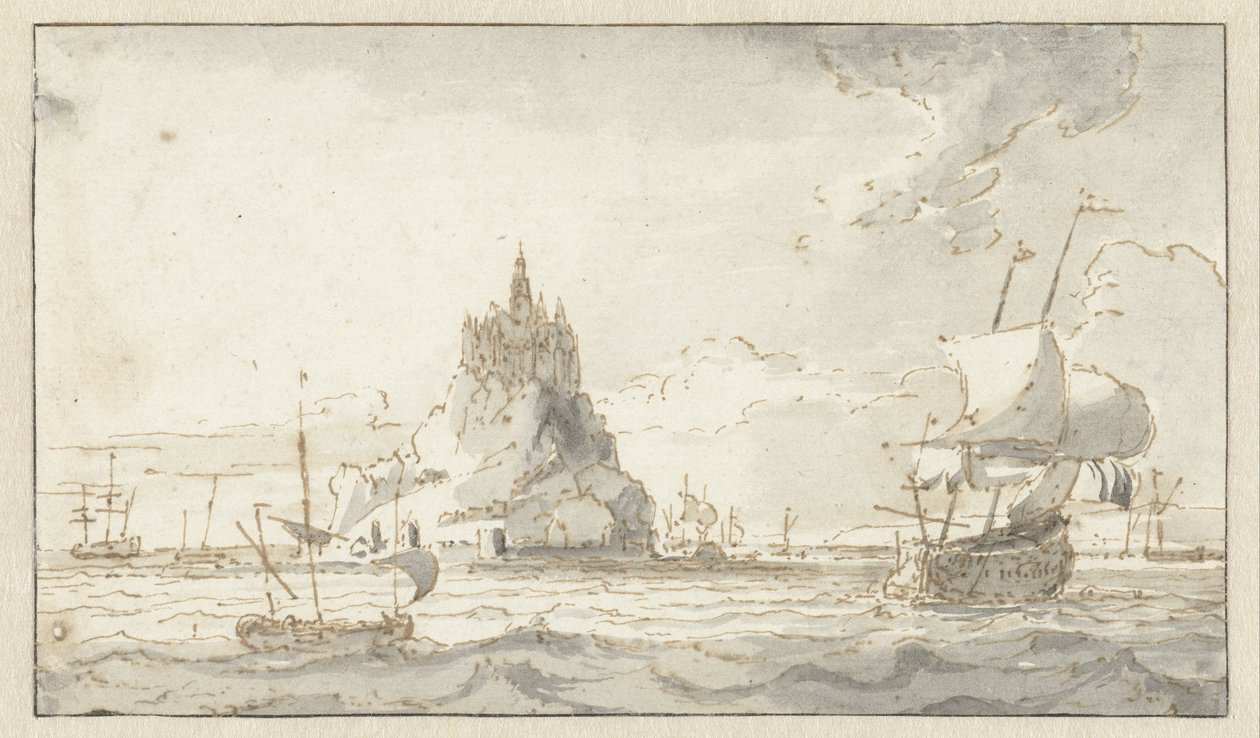 Vista del Mont-Saint-Michel de Abraham Storck