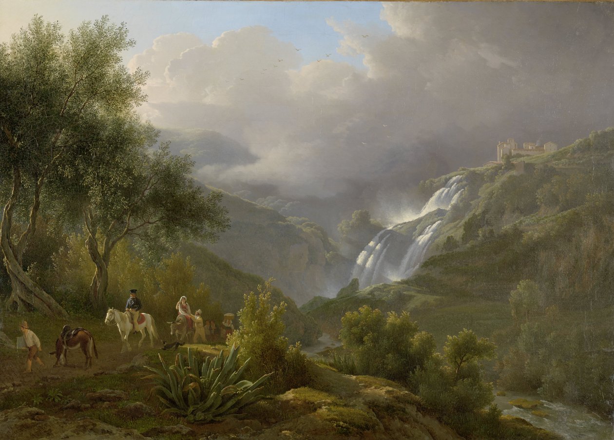 Las Cascadas en Tivoli, con una Tormenta Aproximándose de Abraham Teerlink