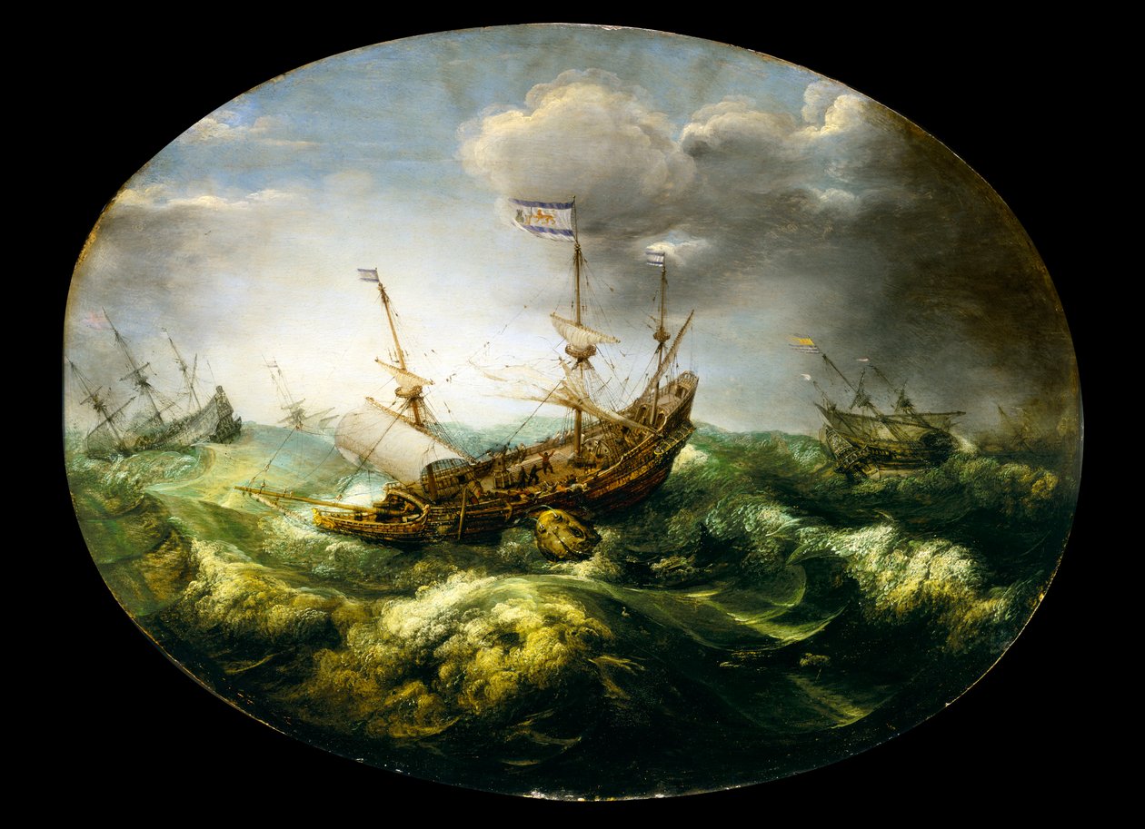 Jonás y la ballena, principios-mediados del siglo XVII (óleo sobre tabla) de Abraham Willaerts