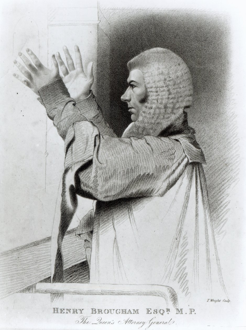 Henry Brougham Esq MP, el Fiscal General de la Reina, grabado por T.Wright, 1821 de Abraham Wivell