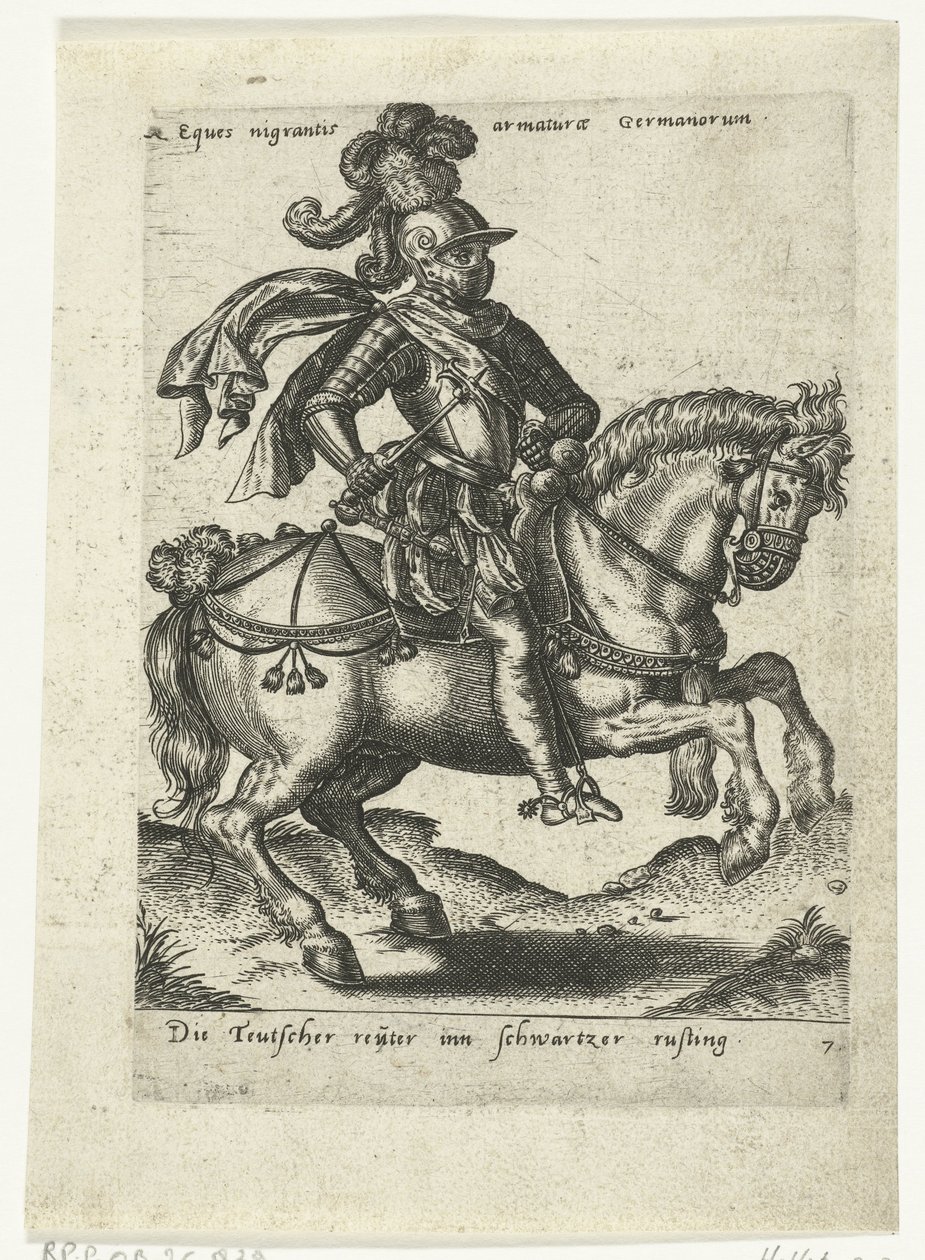 Jinete alemán con armadura negra de Abraham de Bruyn (attributed to)