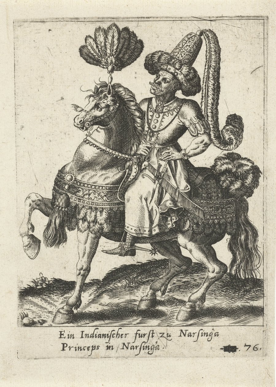 monarca indio a caballo de Abraham de Bruyn (attributed to)