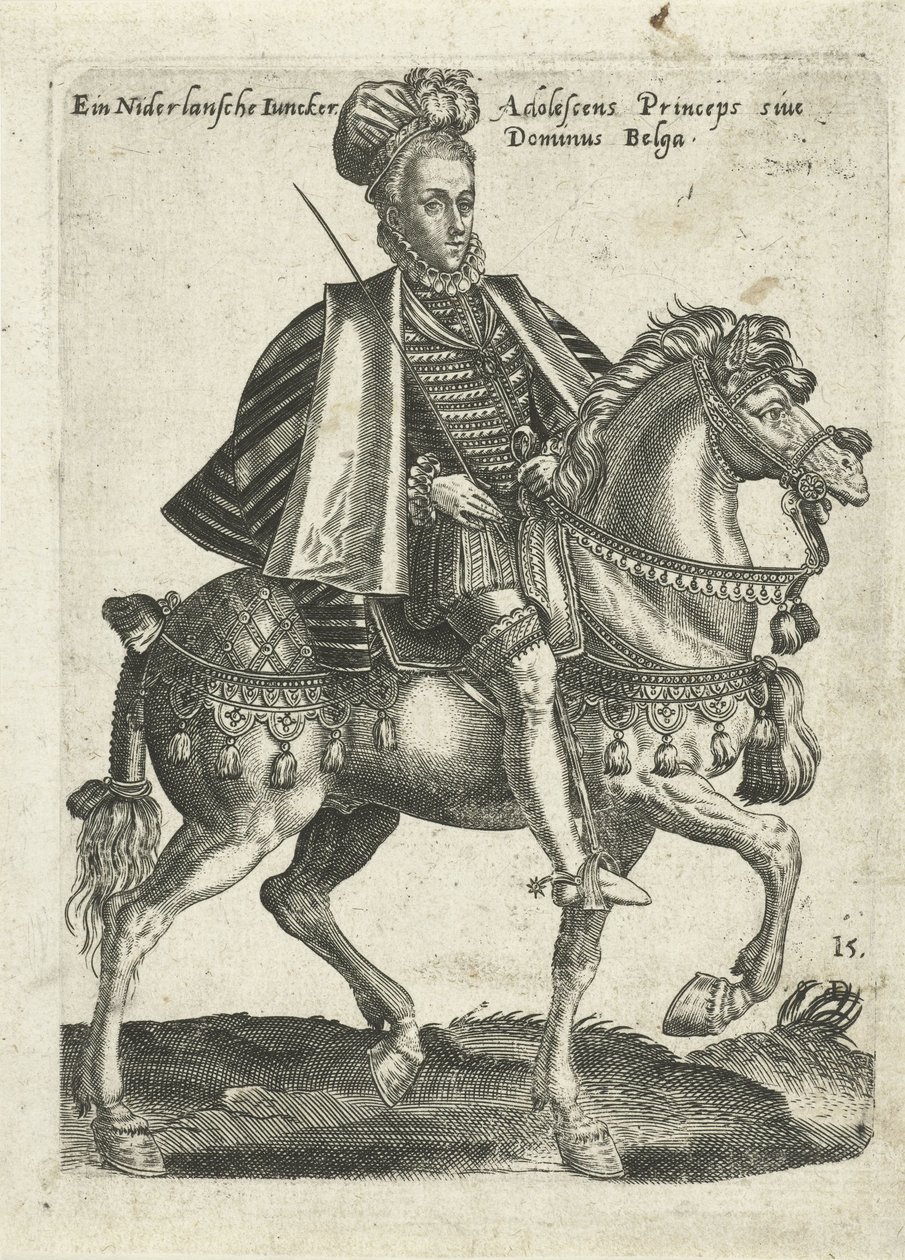 Escudero holandés a caballo de Abraham de Bruyn (attributed to)