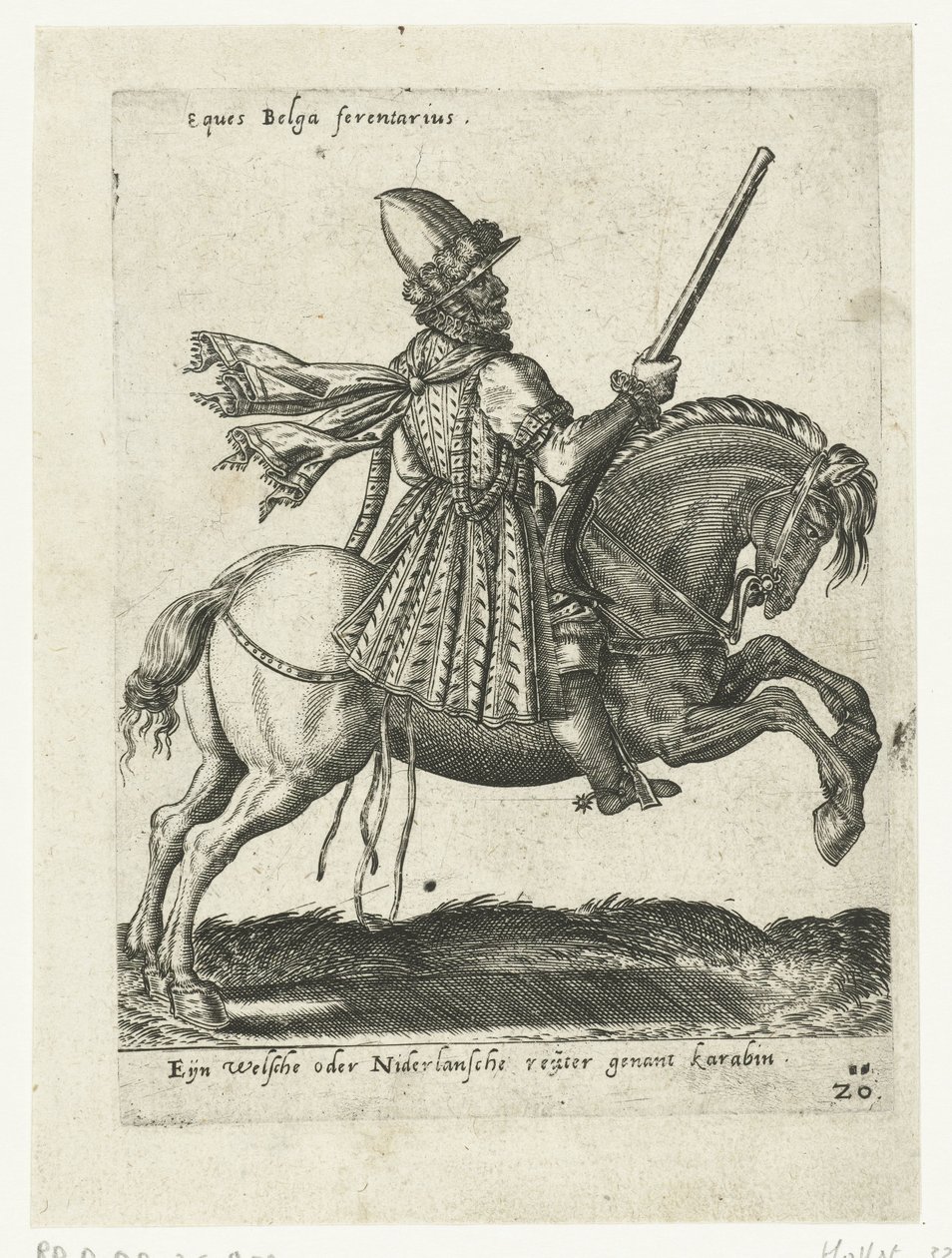 Jinete holandés con carabina de Abraham de Bruyn (attributed to)