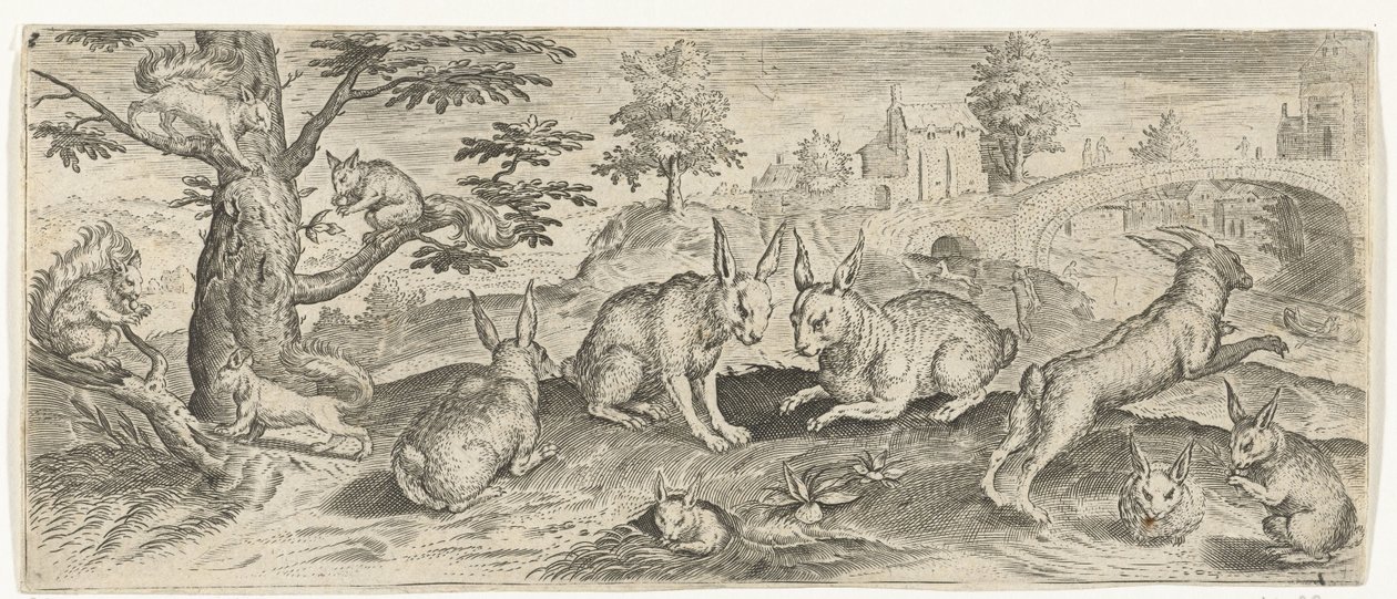Ardillas y Conejos Animales (título de la serie) de Abraham de Bruyn (possibly)
