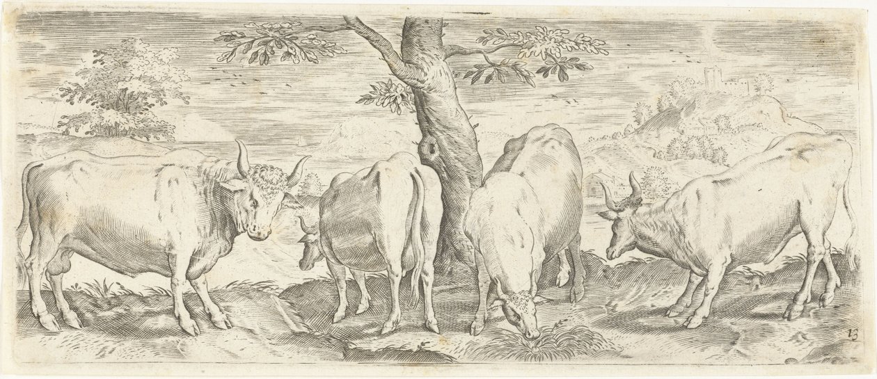 Vacas, un toro y un buey Animales (título de la serie) de Abraham de Bruyn (possibly)