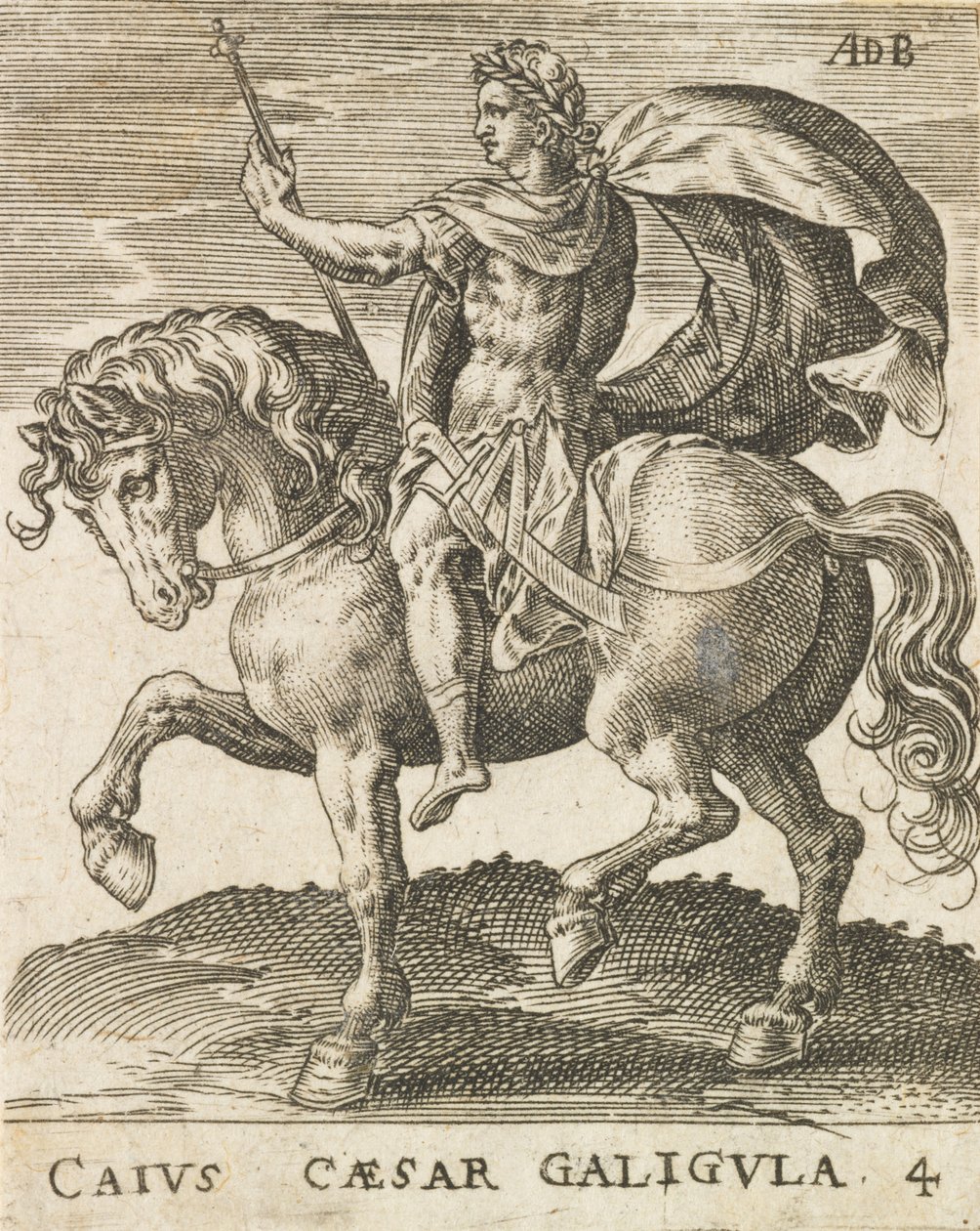 Cayo César Calígula de Doce Césares a Caballo, ca. 1565-1587 de Abraham de Bruyn