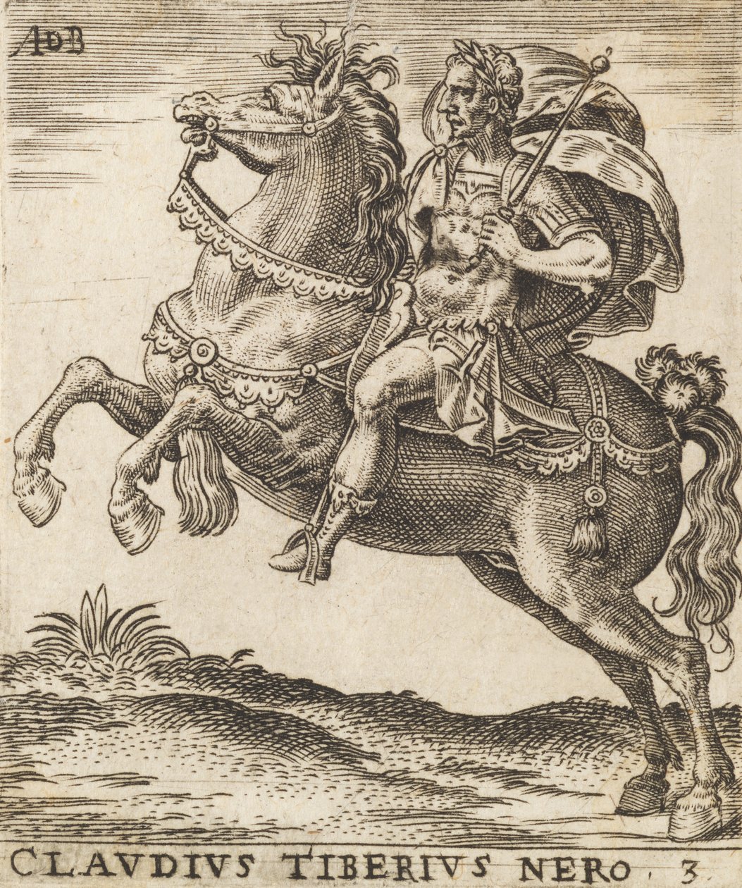 Claudio Tiberio Nero de Doce Césares a Caballo, ca. 1565-1587 de Abraham de Bruyn