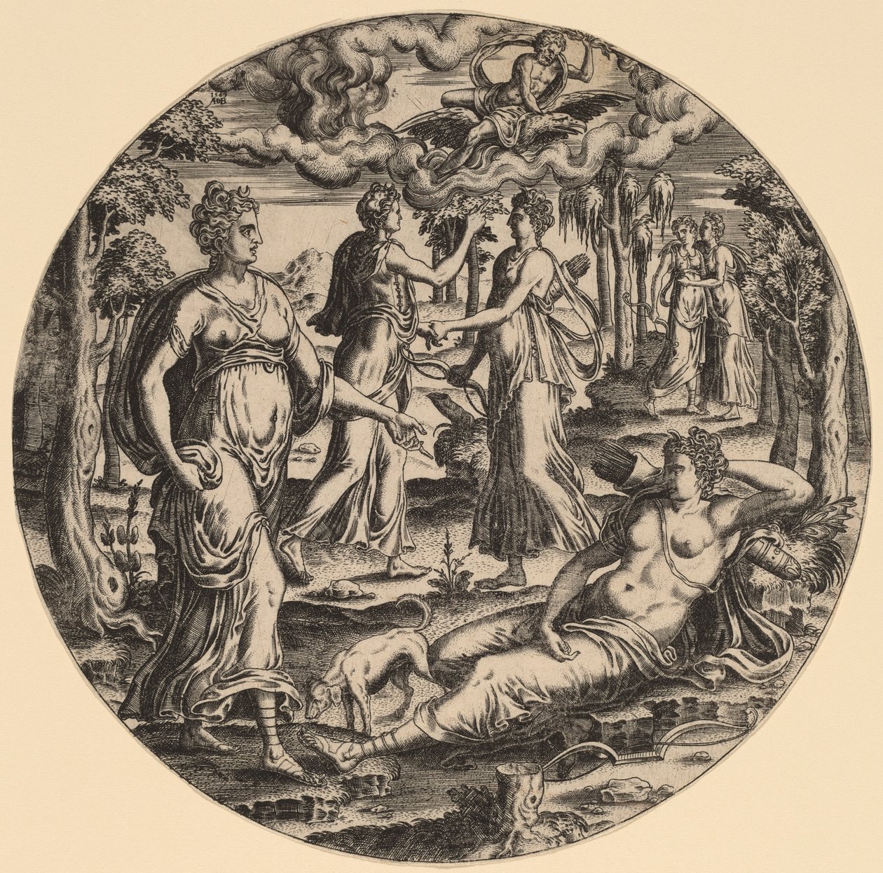 Diana y sus ninfas en un jardín de Abraham de Bruyn