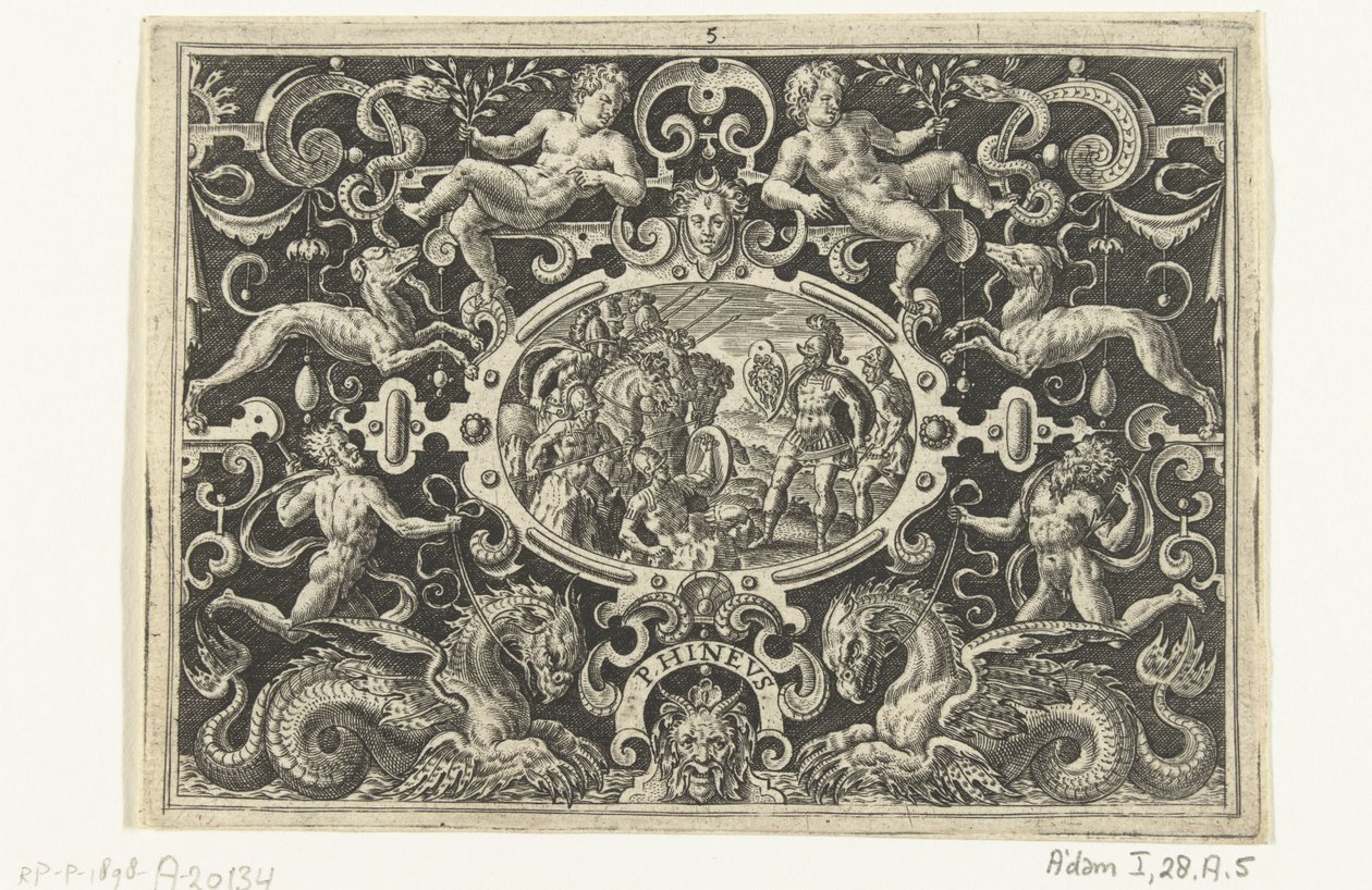 Perseo muestra su escudo de Medusa a Phineus PHINEUS (título sobre objeto) de Abraham de Bruyn