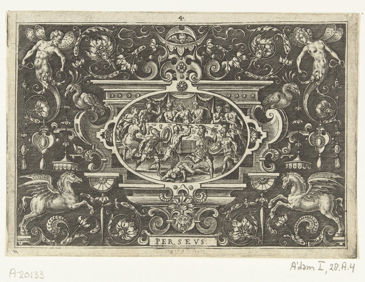 Phineus interrumpe la boda de Perseo y Andrómeda PERSEO (título sobre objeto) de Abraham de Bruyn