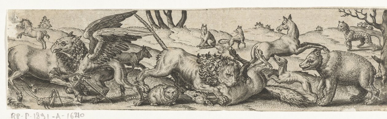 Animales de combate en un paisaje. de Abraham de Bruyn