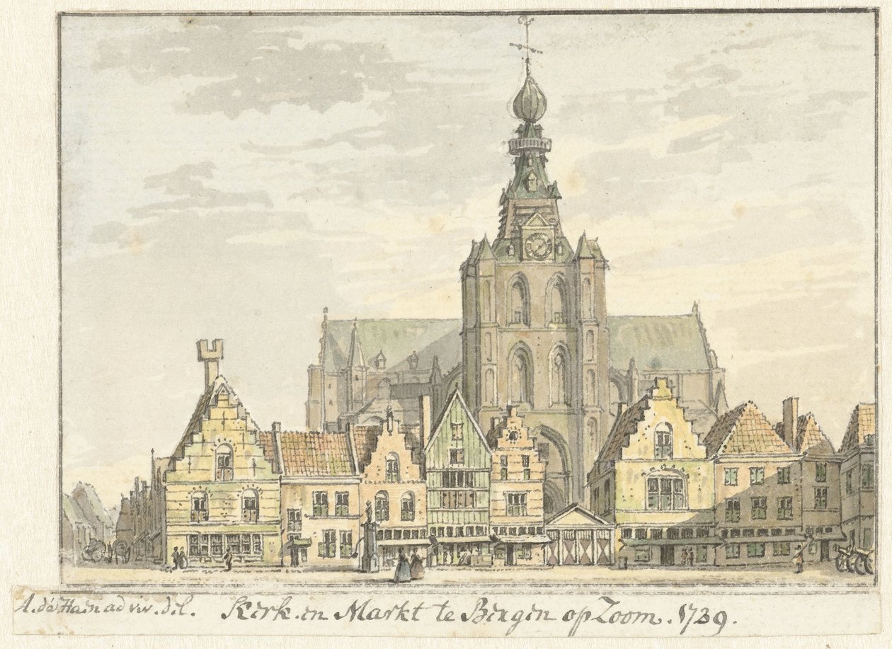 Iglesia y mercado en Bergen op Zoom de Abraham de Haen (II)