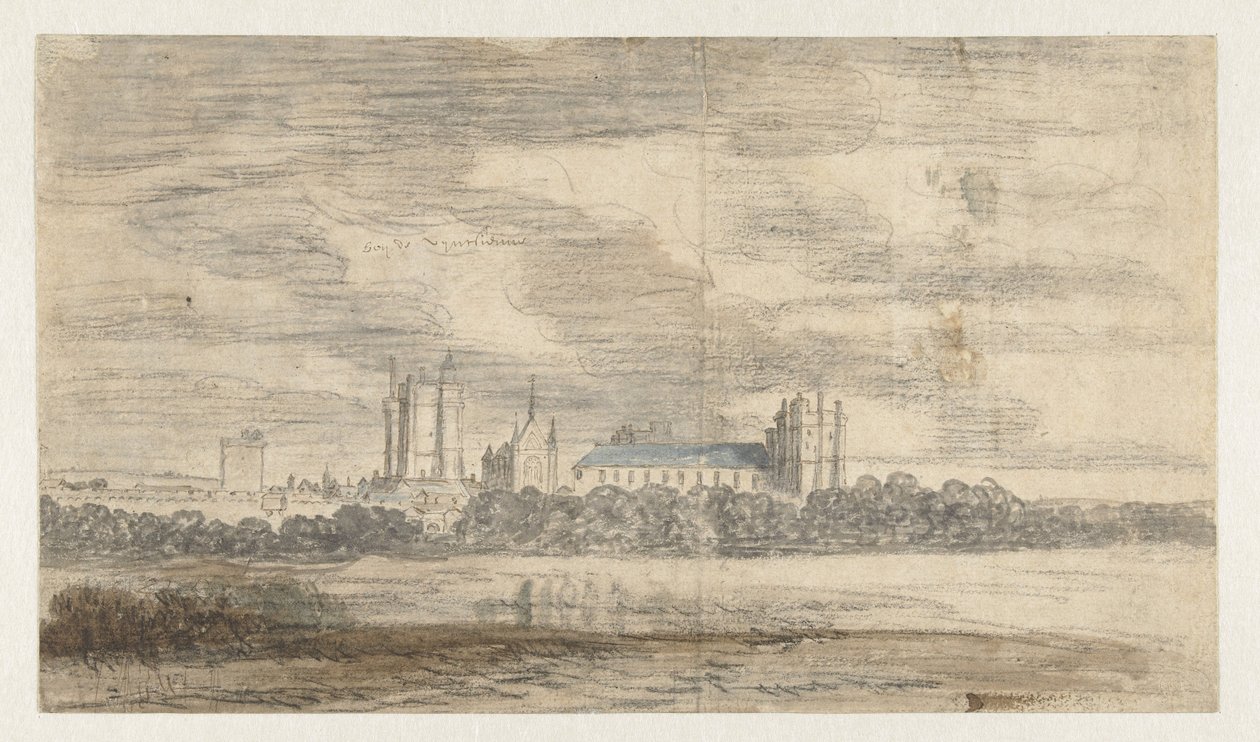 Vista del castillo de Vincennes, detrás de una hilera de árboles de Abraham de Verwer