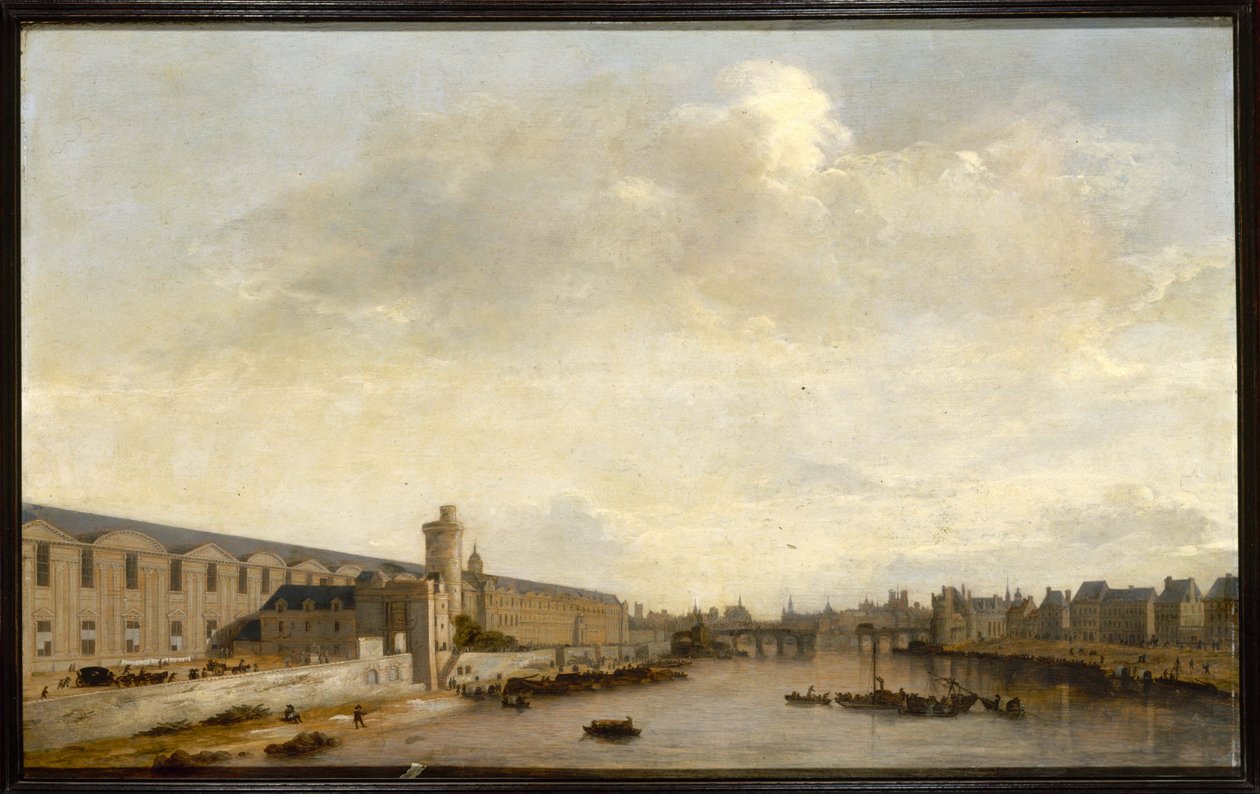 La Gran Galería del Louvre, con la Puerta Nueva y la Tour de Bois, hacia 1640 (óleo sobre madera) de Abraham de Verwer