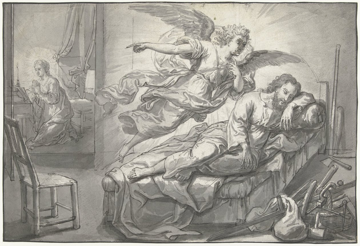El ángel se aparece a José en un sueño de Abraham van Diepenbeeck